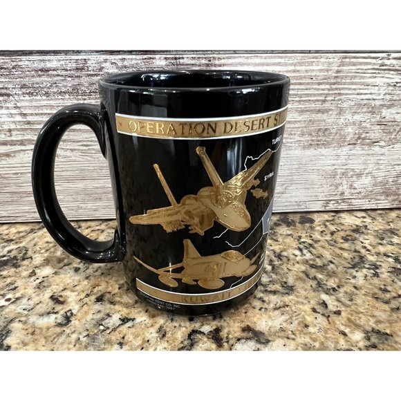 Vintage Kapan-Kent 22K Gold Operation Desert Storm Kuwait Liberated Coffee Mug  - Picture 1 of 9